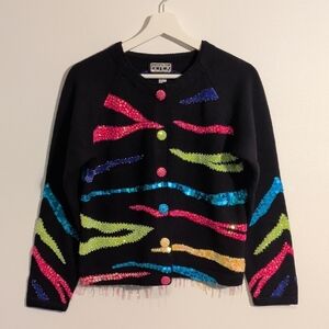 VINTAGE colorful embellished cardigan - size medium